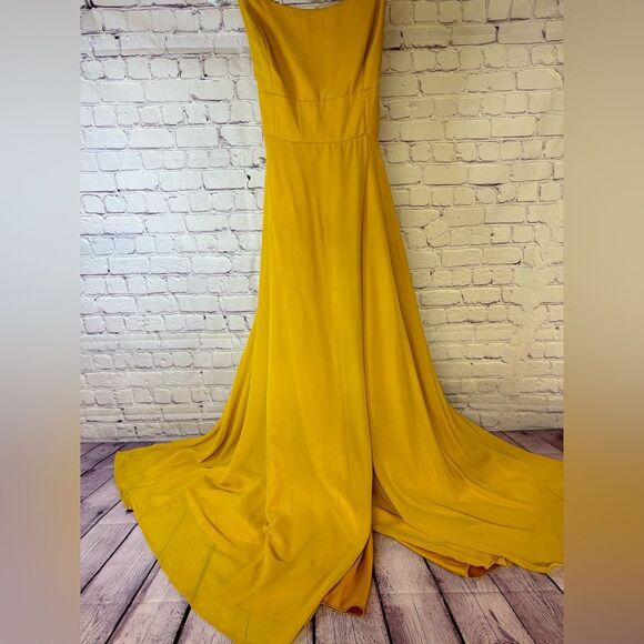 Lulus Dreamy Romance Sunflower Yellow Backless Whimsical Fairy Maxi Dress Size L - Picture 1 of 9